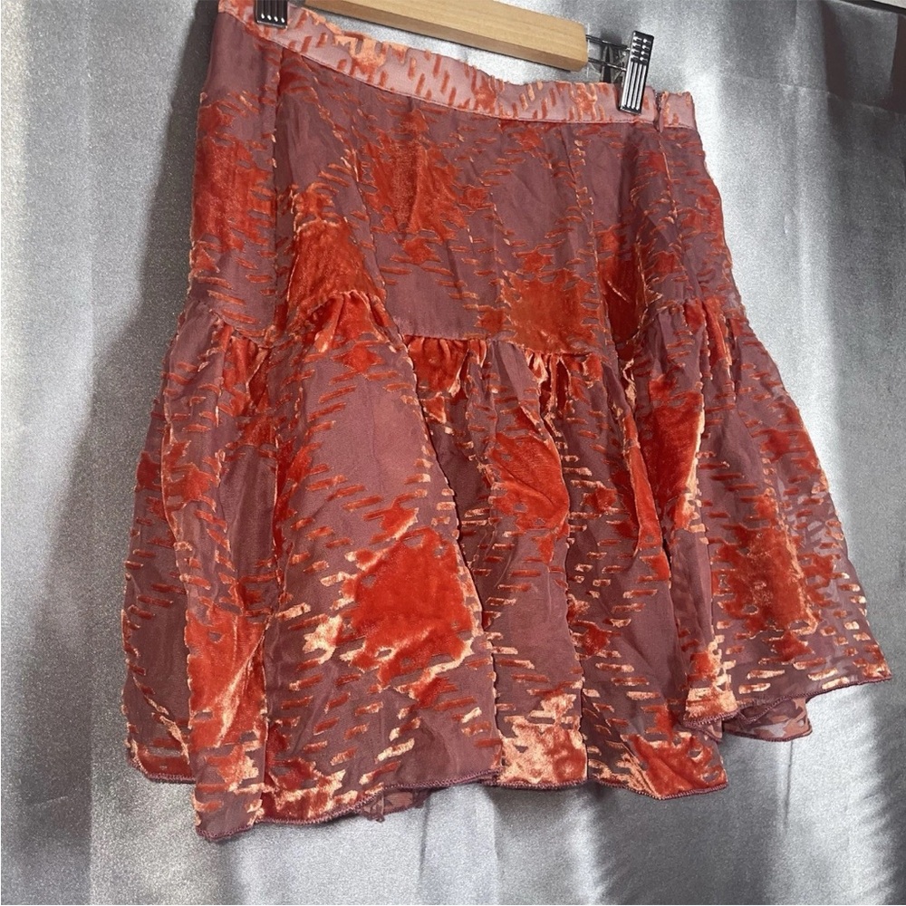 Vera Burnout Velvet Flippy Mini Skirt Size Small Skater Skirt Urban Outfitters